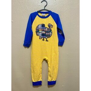 Thanksgiving Turkey Outfit‎ 18 24 Months Yellow Striped Plaid Baby Romper